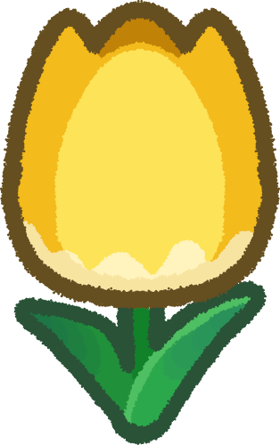 a yellow tulip on a green stem
